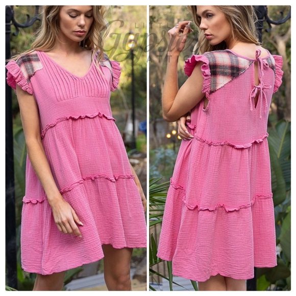 POL Baby Doll Grunge Double Gauze Mini Dress - Picture 5 of 14